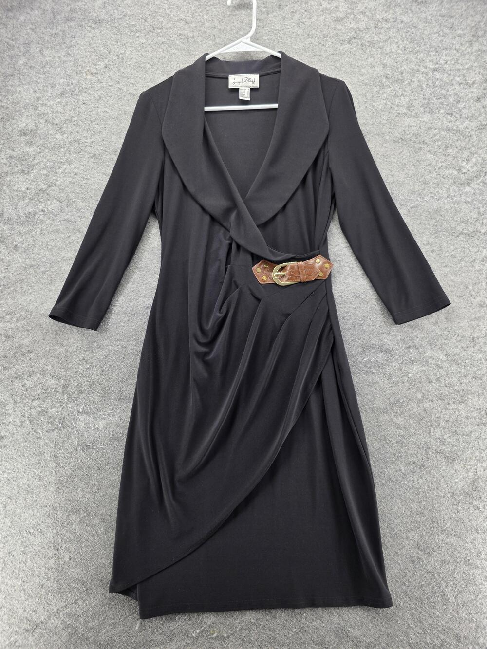 Joseph Ribkoff Dress Womens 8 Black Drape Belted Sheath Cocktail Party Canada